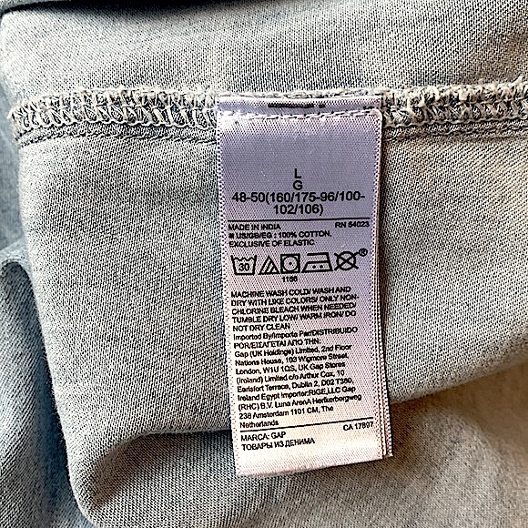 Gap light wash denim elastic smocked back babydoll tank mini dress women’s L - Picture 11 of 12